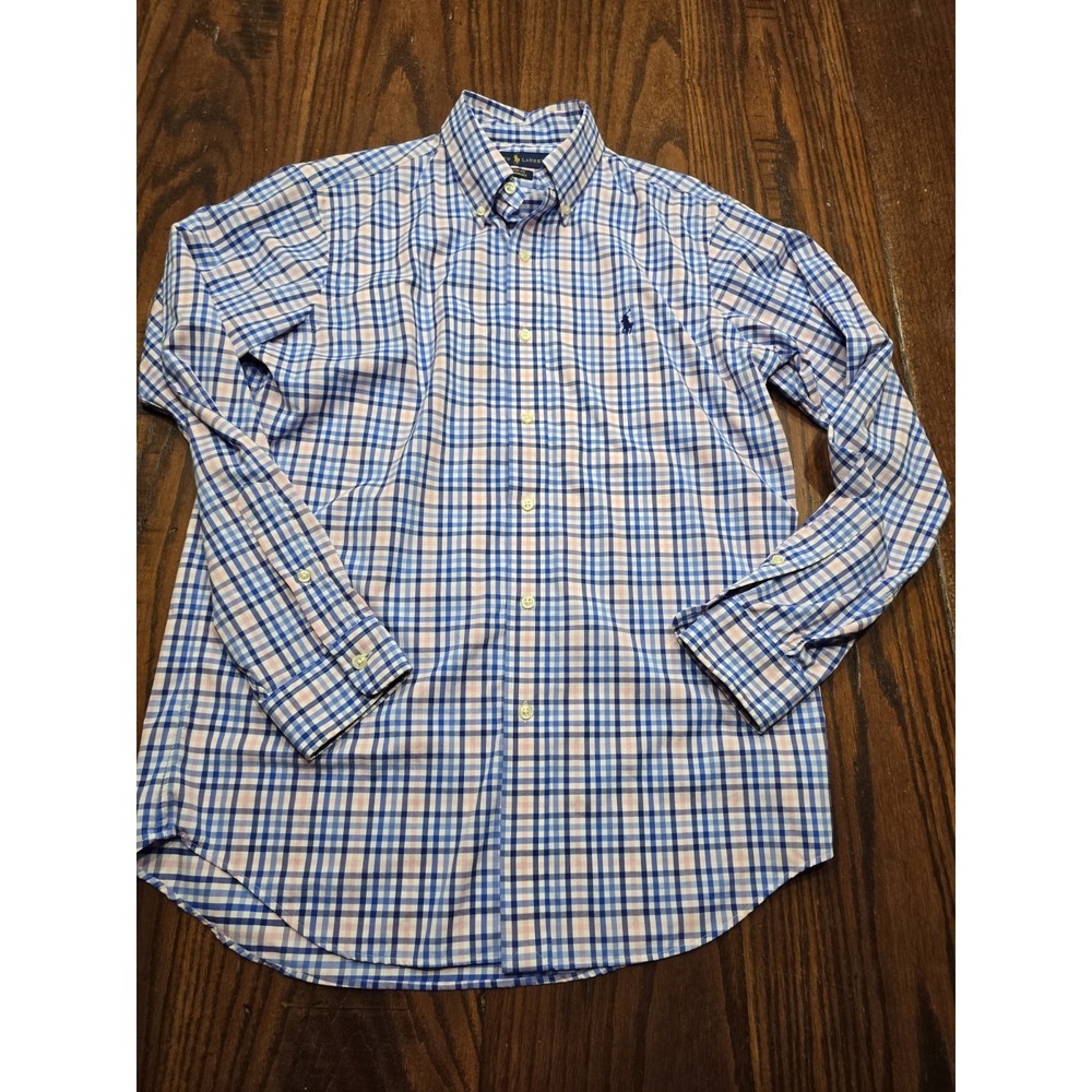 Polo Ralph Lauren Men's SP Blue Pink Check Performance Classic‎ Fit Shirt S